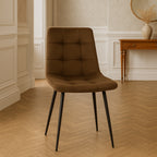 Scaun living tapitat cu catifea, spatar matlasat, 44x54x89 cm, maro