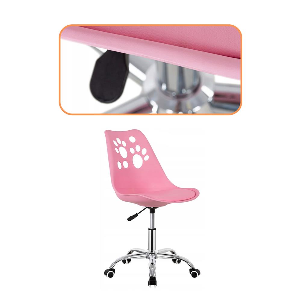 Scaun birou ergonomic, cu sezut din spuma, reglabil pe inaltime, maxim 120 kg, 90x49x48 cm, roz