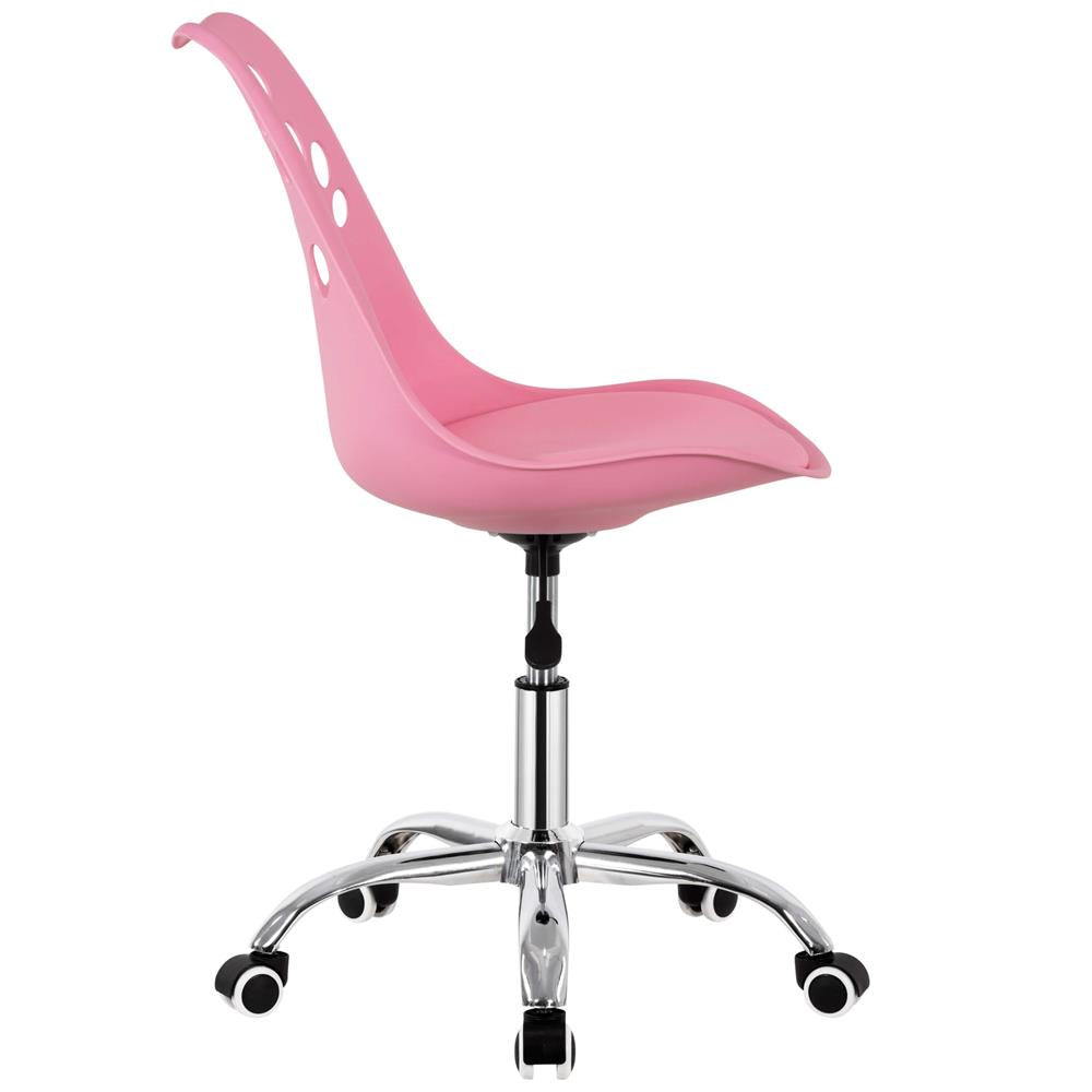 Scaun birou ergonomic, cu sezut din spuma, reglabil pe inaltime, maxim 120 kg, 90x49x48 cm, roz