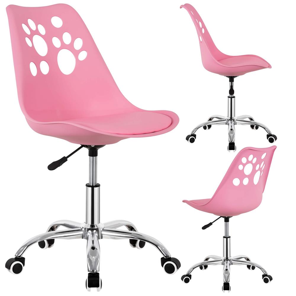 Scaun birou ergonomic, cu sezut din spuma, reglabil pe inaltime, maxim 120 kg, 90x49x48 cm, roz