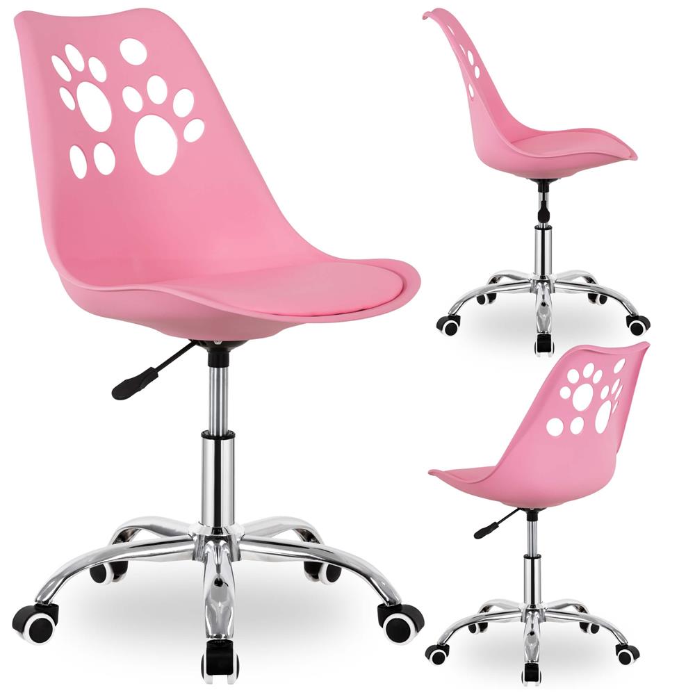 Scaun birou ergonomic, cu sezut din spuma, reglabil pe inaltime, maxim 120 kg, 90x49x48 cm, roz