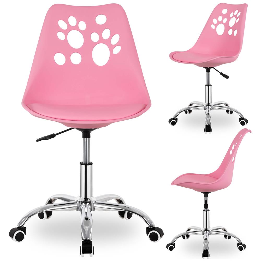 Scaun birou ergonomic, cu sezut din spuma, reglabil pe inaltime, maxim 120 kg, 90x49x48 cm, roz