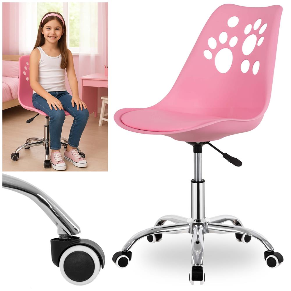 Scaun birou ergonomic, cu sezut din spuma, reglabil pe inaltime, maxim 120 kg, 90x49x48 cm, roz