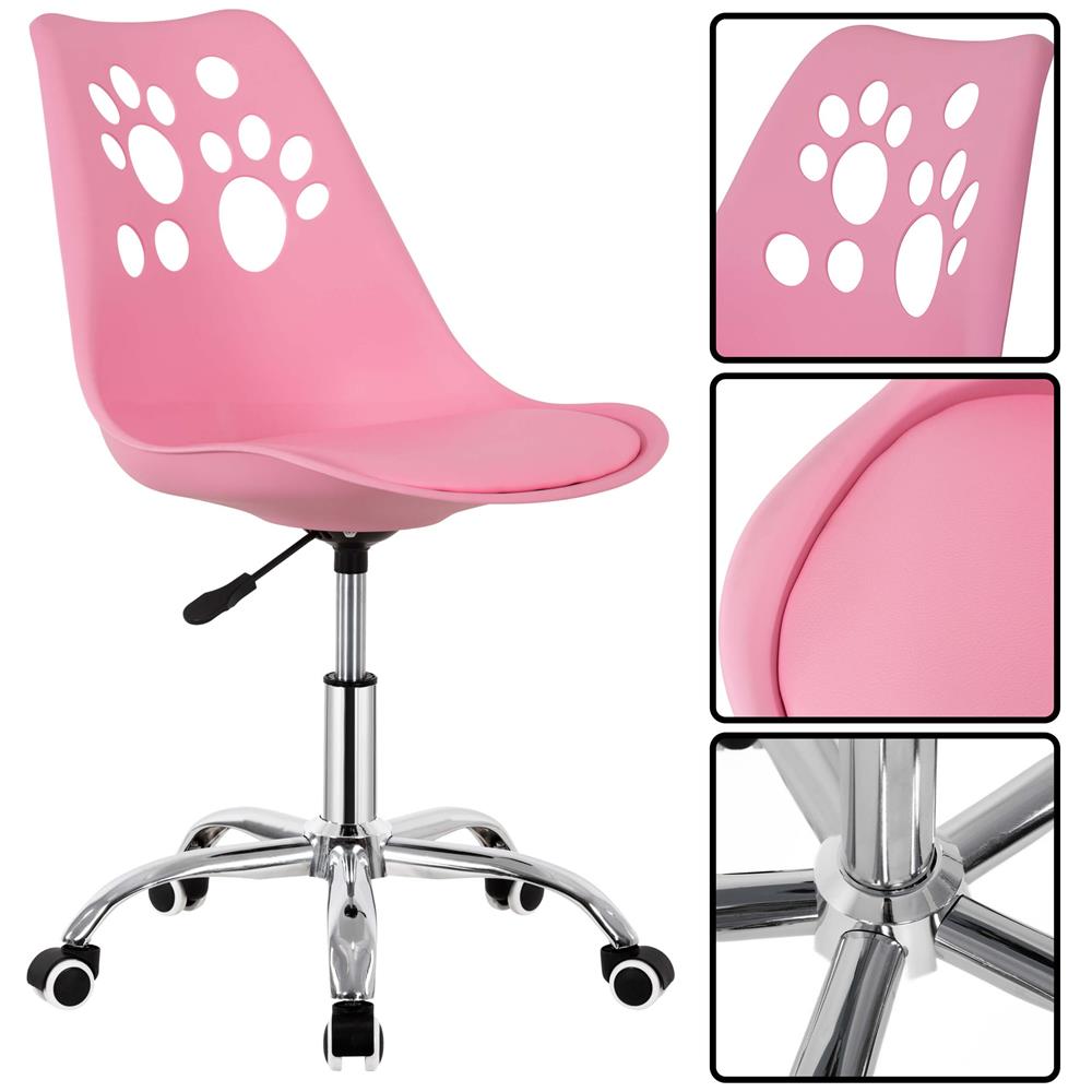 Scaun birou ergonomic, cu sezut din spuma, reglabil pe inaltime, maxim 120 kg, 90x49x48 cm, roz