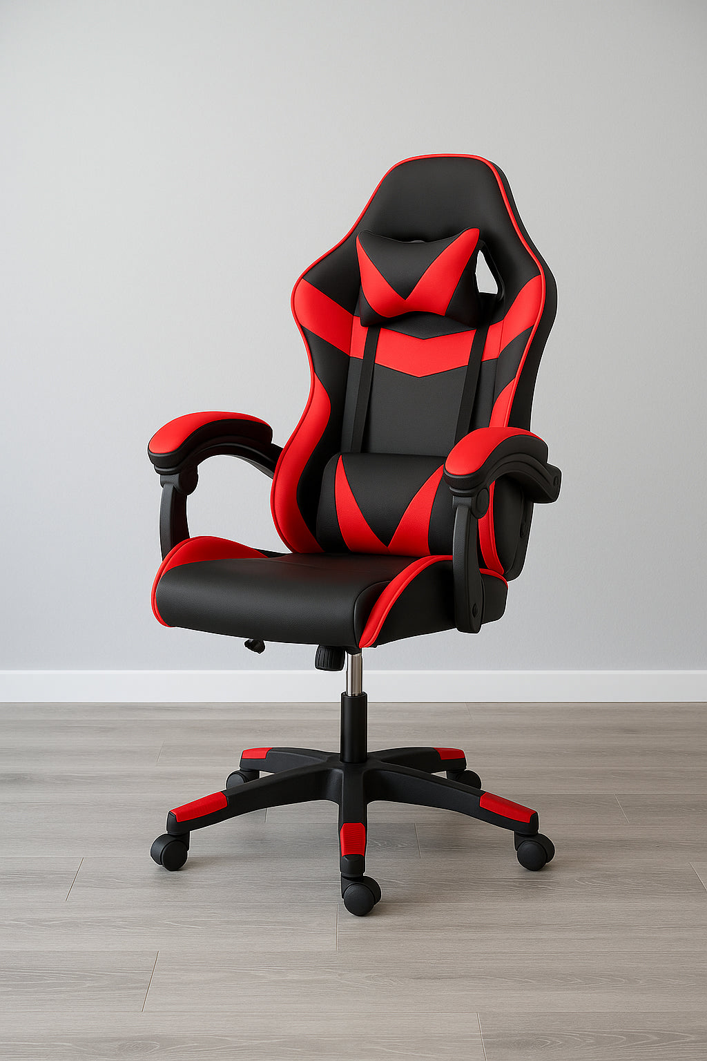 Scaun birou pentru gaming, ergonomic, suport lombar si tetiera, 114-123x55x50 cm, negru si rosu