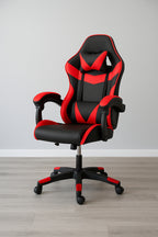 Scaun birou pentru gaming, ergonomic, suport lombar si tetiera, 114-123x55x50 cm, negru si rosu