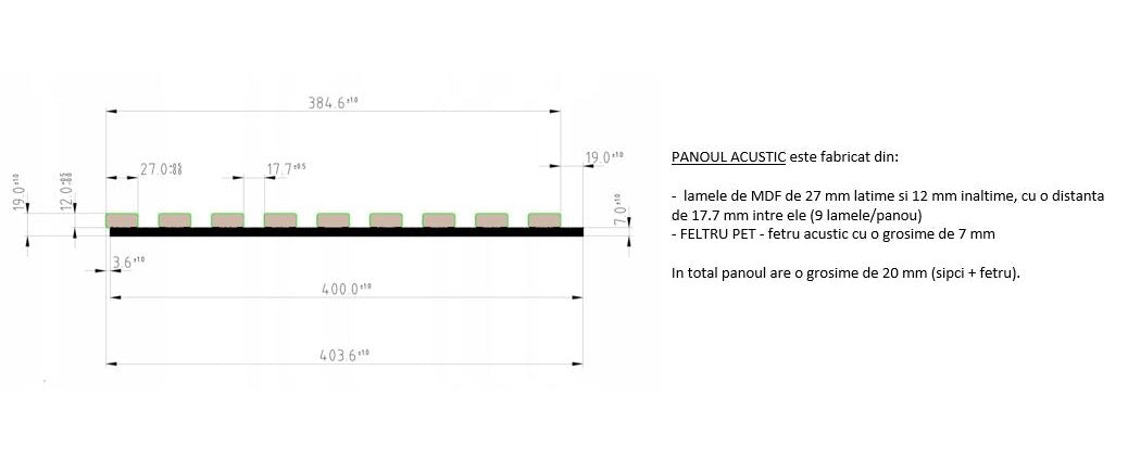 Riflaj MDF decorativ LDA PREMIUM de tip Panou Acoustic, Stejar Natur Saragossa, 260x40 cm