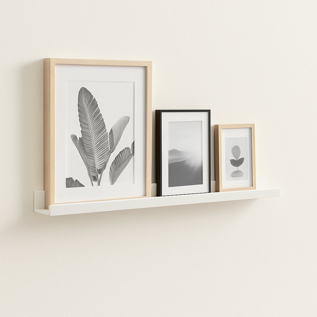 Raft perete 5Five Fixy pentru rame foto, MDF, 58x10x4 cm, alb