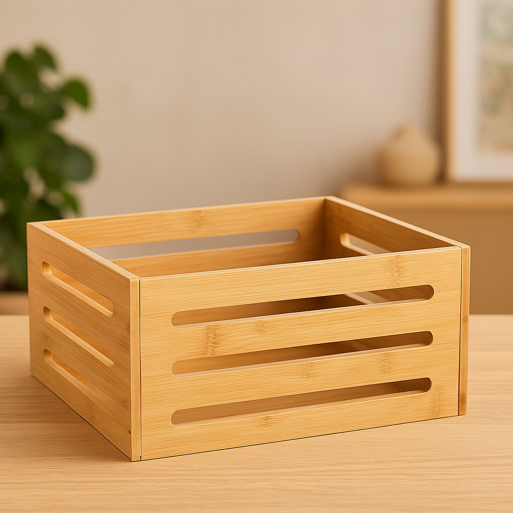 Cos depozitare 5Five din bambus masiv, 31x15x31 cm, natur