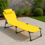 Sezlong 5Five Beach Chair, cadru metalic, pliere compacta, 173x56x27 cm, galben