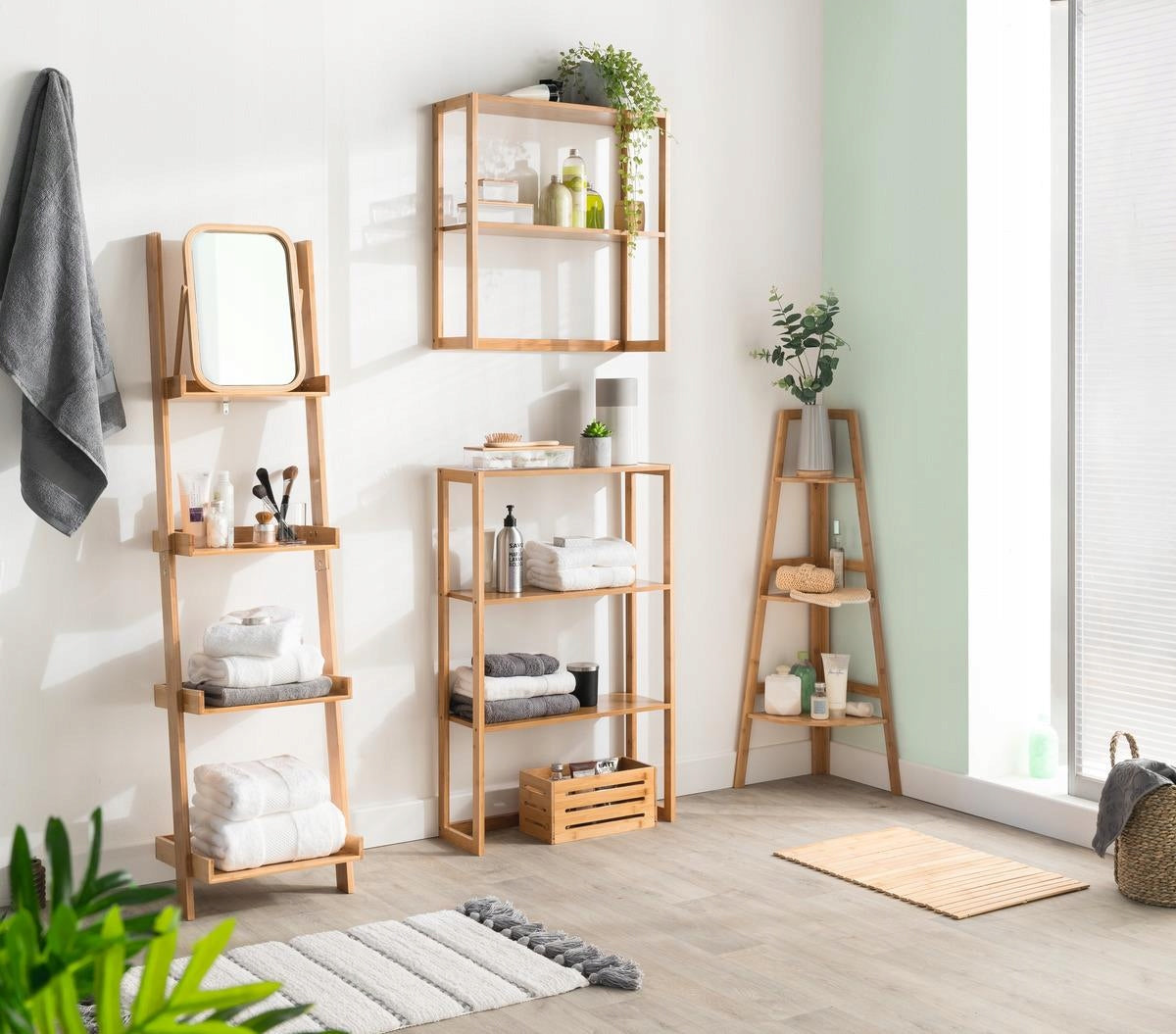 Cos depozitare 5Five din bambus masiv, 31x15x31 cm, natur