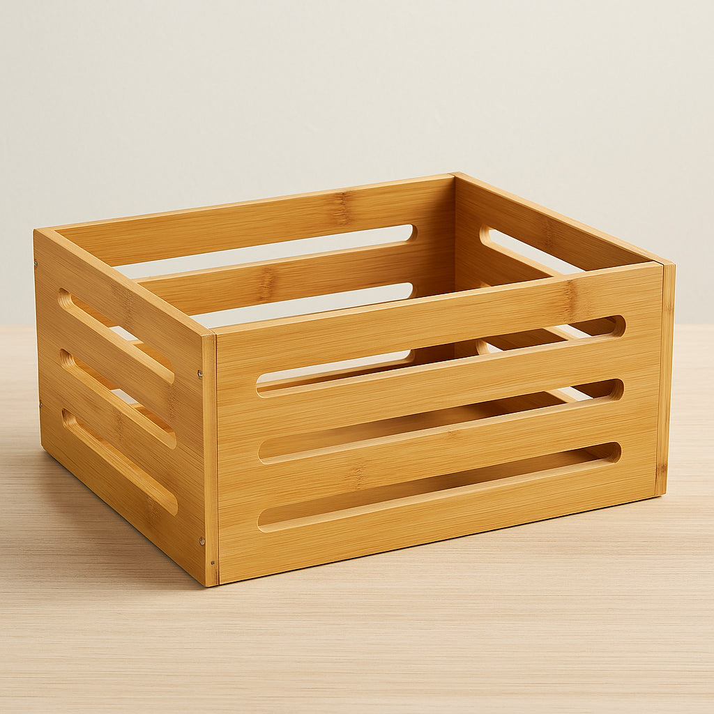 Cos depozitare 5Five din bambus masiv, 31x15x31 cm, natur