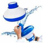 Dozator plutitor pentru pastile de clor, dozare reglabila, albastru si alb