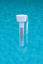 Termometru plutitor pentru piscina, cu snur de prindere si scala dubla, 18,5 cm, alb
