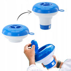 Dozator plutitor pentru pastile de clor, dozare reglabila, albastru si alb