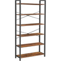 VASAGLE Biblioteca cu 6 rafturi, etajera stil industrial, PAL si cadru metalic, 30x80x186 cm, maro rustic
