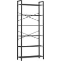 VASAGLE Biblioteca 6 rafturi, cadru metalic si polite PAL, stil industrial, 80x30x186 cm, negru