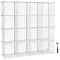 SONGMICS Organizator cu 16 cuburi modulare de depozitare, configurabil, metalic, 123x31x123cm, alb