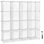 SONGMICS Organizator cu 16 cuburi modulare de depozitare, configurabil, metalic, 123x31x123cm, alb