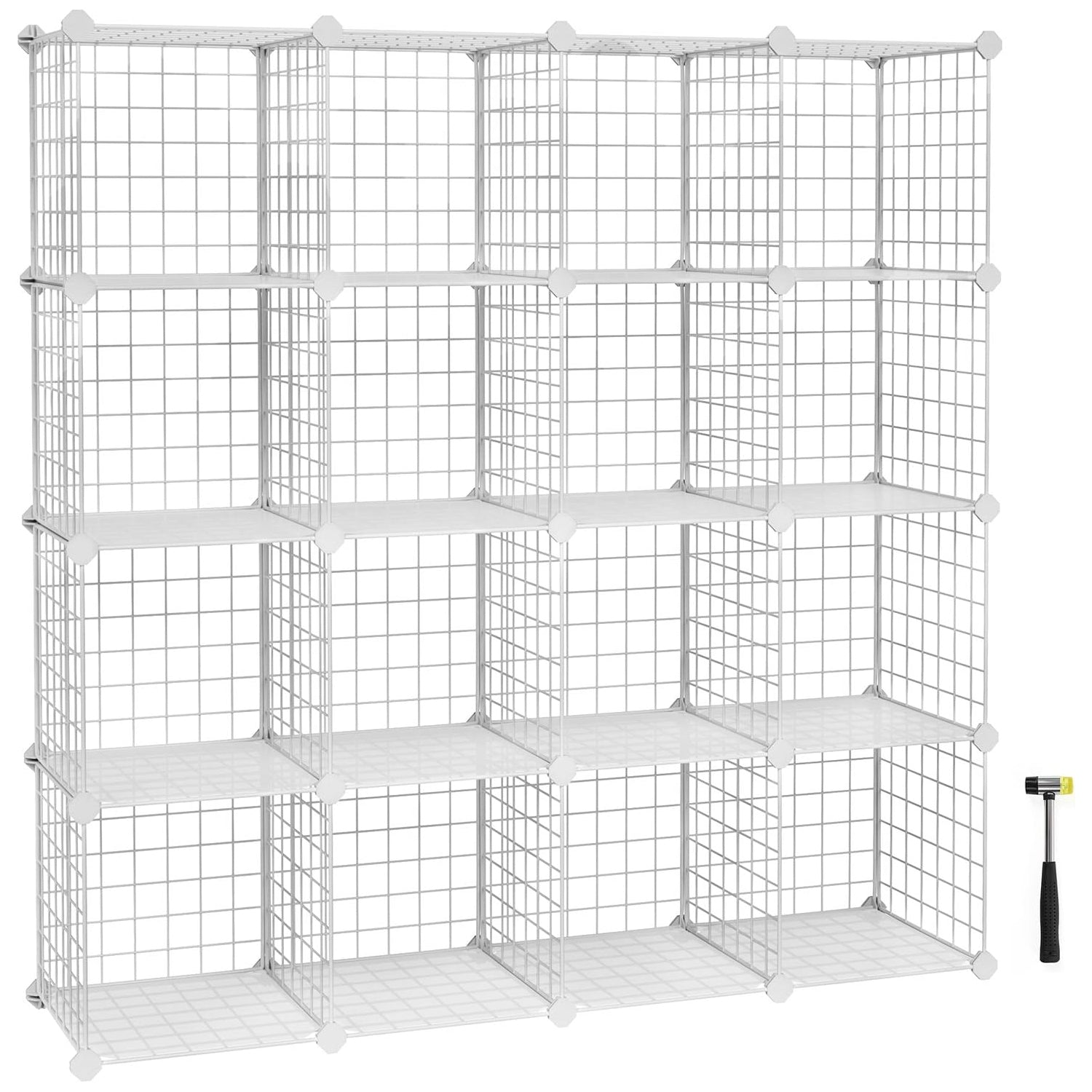 SONGMICS Organizator cu 16 cuburi modulare de depozitare, configurabil, metalic, 123x31x123cm, alb