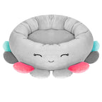 Pat pentru caini, cu margini groase ridicate, antiderapant, model meduza, 70x70x20 cm, gri