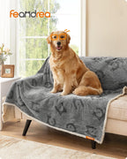 FEANDREA Patura impermeabila XXL pentru caini, fleece si flanel, fata dubla, 203x152 cm, gri