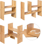 SONGMICS Organizator modular cu 3 forme de depozitare reglabile, din bambus, 65x15x40 cm, maro