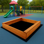 Ladita nisip din lemn 120x120 cm, cu margini rotunjite, maro natur