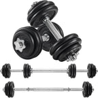 SONGMICS Set gantere reglabile 30 kg din fonta, 12 discuri, cu bara extensibila