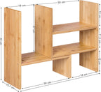 SONGMICS Organizator modular cu 3 forme de depozitare reglabile, din bambus, 65x15x40 cm, maro