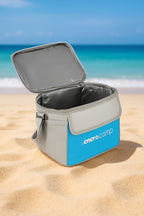 Geanta termica 10L cu buzunare, izolatie aluminiu, 24x19x22 cm, albastru si gri